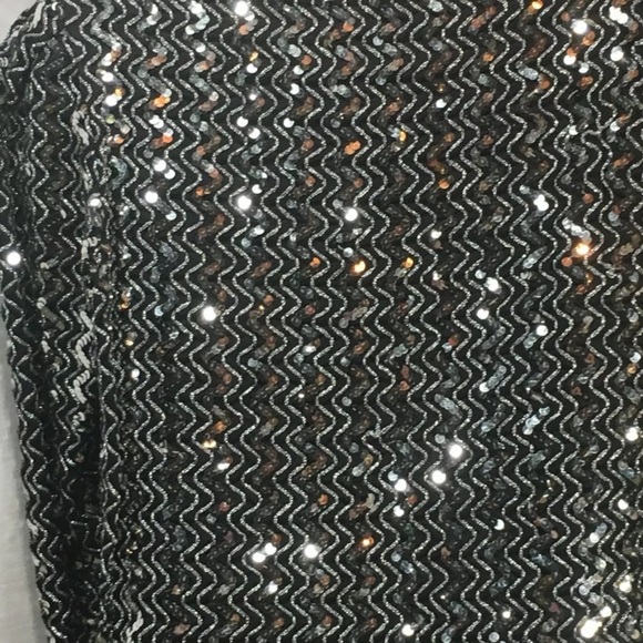 sequin top black silver appliqué long sleeve - Picture 4 of 5